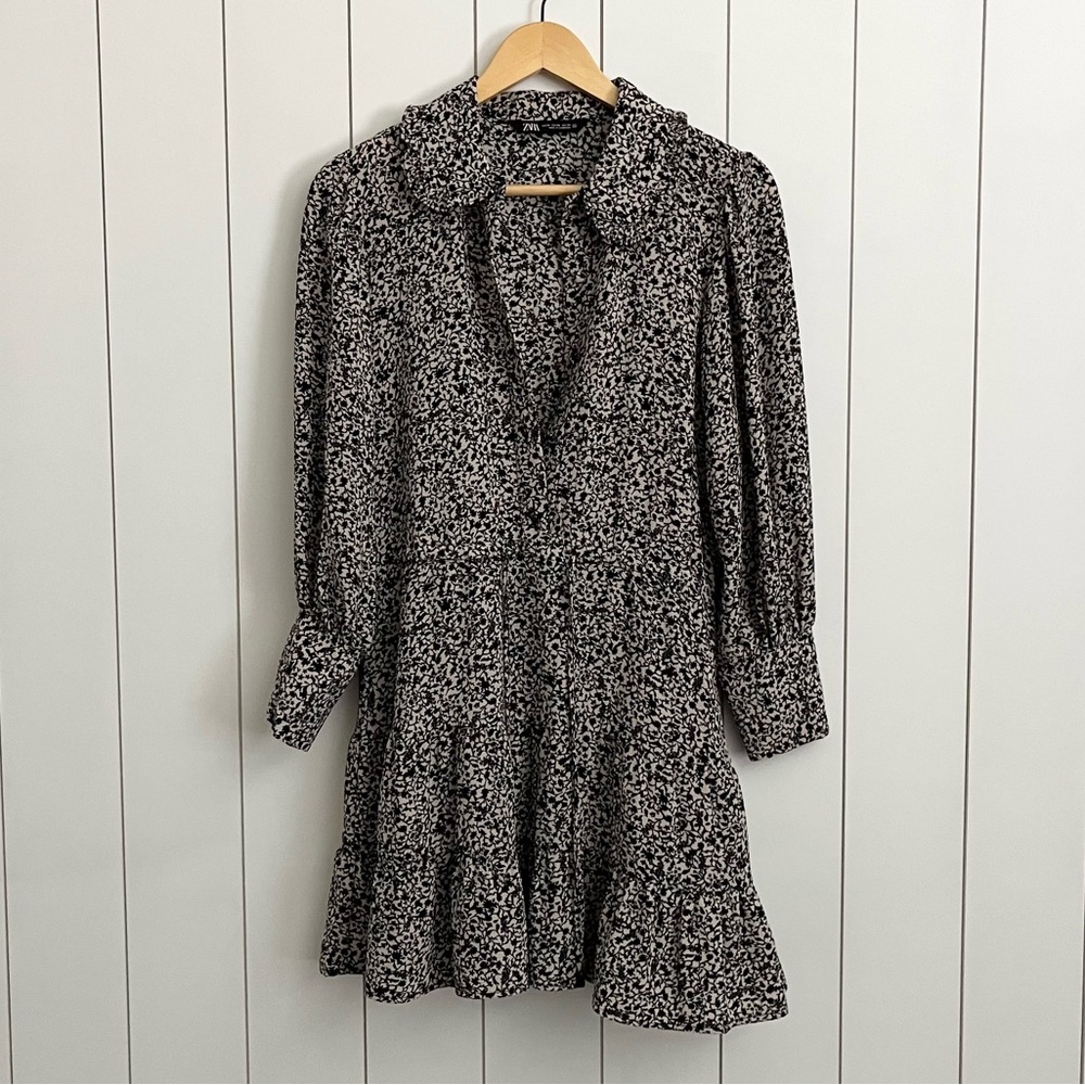 Zara Floral Long Sleeve Mini Dress